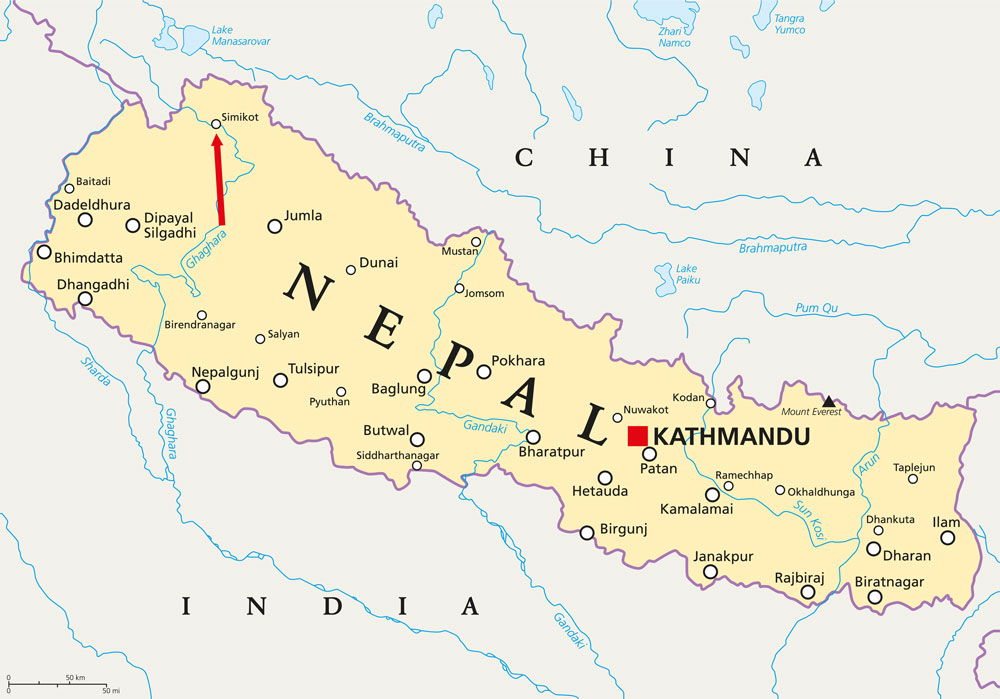 Nepal Landkarte